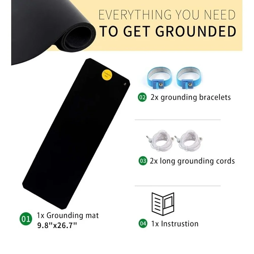 LandKissing Grounding Mat Kit w/ Wrist Bands & Cords Anti Slip Sleep Yoga New